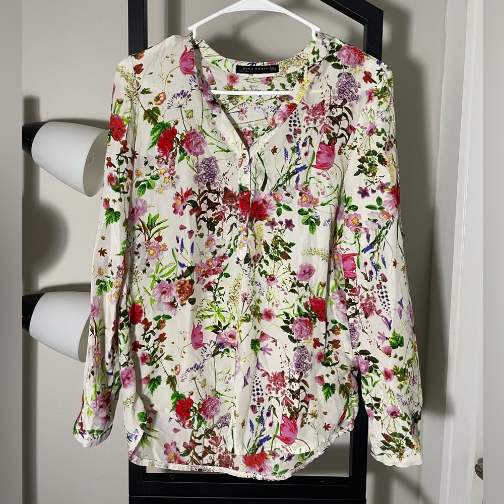Zara Floral Blouse - Pink and Green